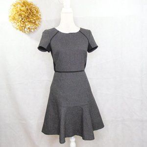 J. Crew Black Gray Tweed Plaid Knee Length Dress